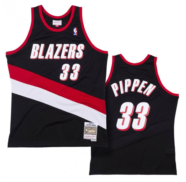 Men's Portland Trail Blazers #33 Scottie Pippen Black Throwback Stitched Jersey